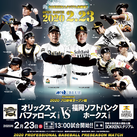 2/23(日・祝) 宮崎オープン戦vs福岡ソフトバンク(SOKKEN)チケット