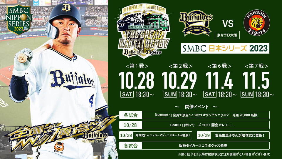 SMBC日本シリーズ2023」第1戦、第2戦、第6戦、第7戦 試合